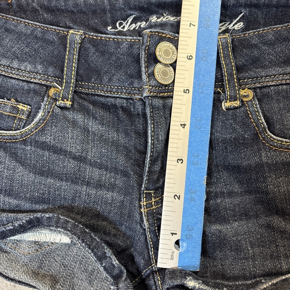 Y2K American Eagle Flap Pocket Micro Mini Low Rise Jean Shorts Size 4 - 2009 - Picture 5 of 8